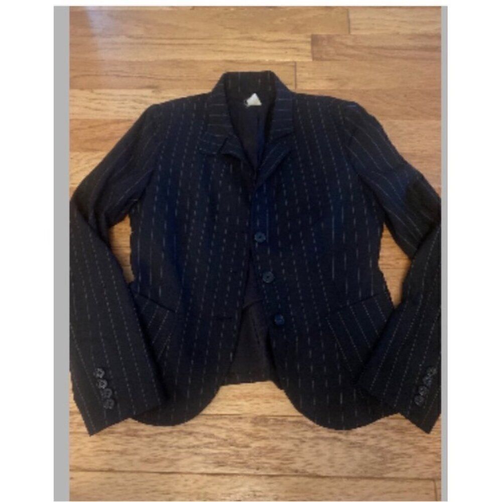 J.Crew Women's Black/White pinstripe Wool Blend button front Blazer Size 6